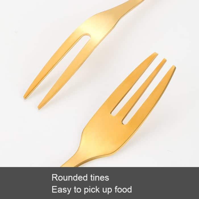 6-teiliges Kuchenmesser- und Gabel-Set aus Edelstahl, Silver With 2-tine Forks, Silver With 3-tine Forks, Gold With 2-tine Forks, Gold With 3-tine Forks – Bild 3