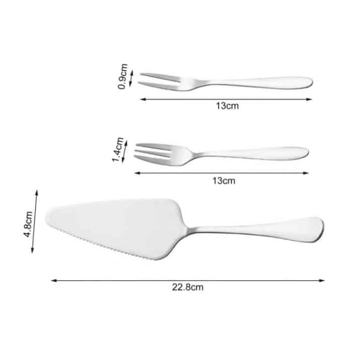 6-teiliges Kuchenmesser- und Gabel-Set aus Edelstahl, Silver With 2-tine Forks, Silver With 3-tine Forks, Gold With 2-tine Forks, Gold With 3-tine Forks – Bild 6