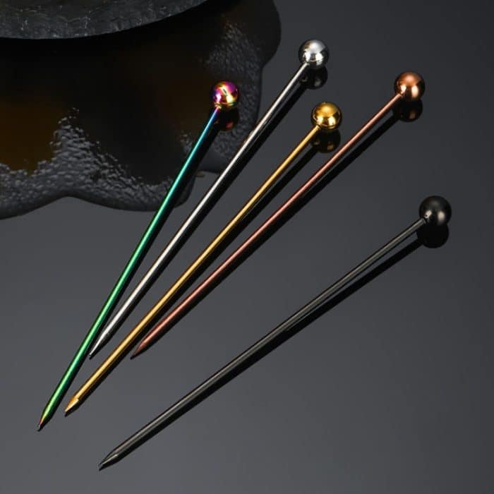 10 Stück 304 Edelstahl Fruchtnadel Dim Sum dekorative kleine Stäbchen, Silver, Gold, Rose Gold, Colorful, Black – Bild 5