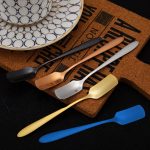 5 Stück 304 Edelstahl quadratischer Kopf Löffel Kuchen Dessert Kaffee kleiner Löffel, Stainless Steel Color, Titanium Gold, Rose Gold, Titanium Black, Blue – Bild 6