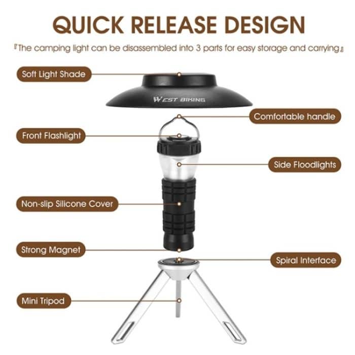 WEST BIKING Outdoor Leuchtturm Camping Licht LED Tragbare magnetische Notfall-Taschenlampe – Bild 3