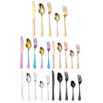 20-teiliges Westernbesteck-Set aus vergoldetem Edelstahl mit Messer und Gabel im Karton, Stainless Steel Color, Gold, Rose Gold, Colorful, Black – Bild 2