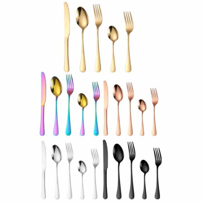 20-teiliges Westernbesteck-Set aus vergoldetem Edelstahl mit Messer und Gabel im Karton, Stainless Steel Color, Gold, Rose Gold, Colorful, Black – Bild 2