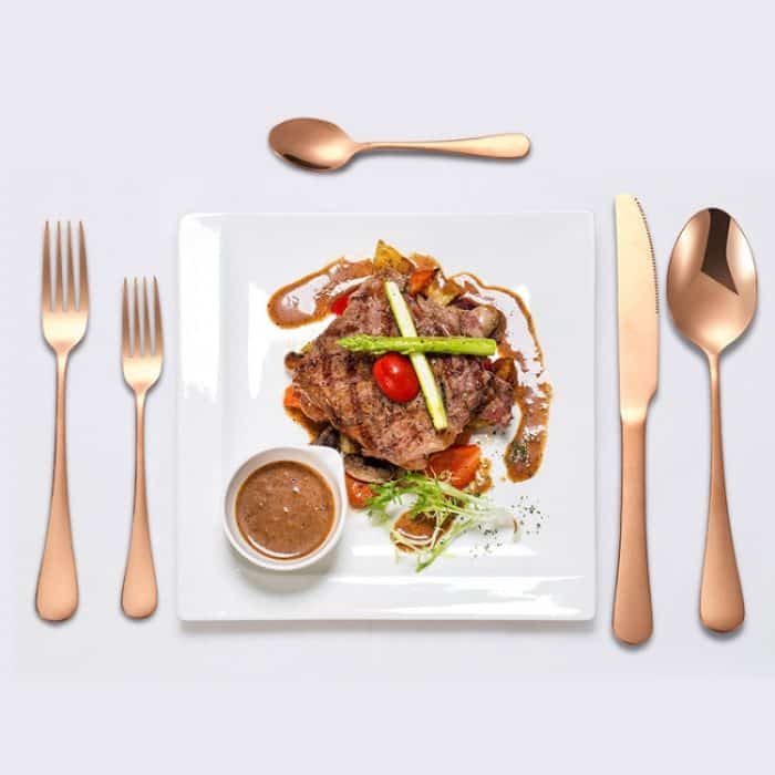 20-teiliges Westernbesteck-Set aus vergoldetem Edelstahl mit Messer und Gabel im Karton, Stainless Steel Color, Gold, Rose Gold, Colorful, Black – Bild 8