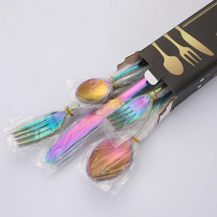 20-teiliges Westernbesteck-Set aus vergoldetem Edelstahl mit Messer und Gabel im Karton, Stainless Steel Color, Gold, Rose Gold, Colorful, Black – Bild 9