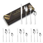 16-teiliges Westernbesteck-Set aus vergoldetem Edelstahl mit Messern und Gabeln im Karton, Stainless Steel Color, Gold, Rose Gold, Colorful, Black