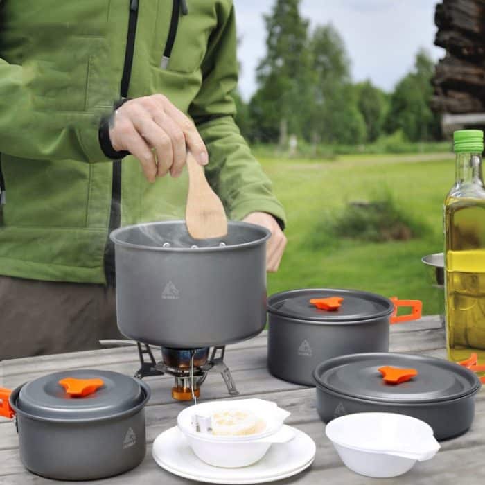 TBD0603854201A.jpg Hewolf HW-K1501 4–5 Personen Outdoor-Aluminiumkocher, tragbare Aufbewahrung, Camping-Set, HW-K1501 – Bild 1