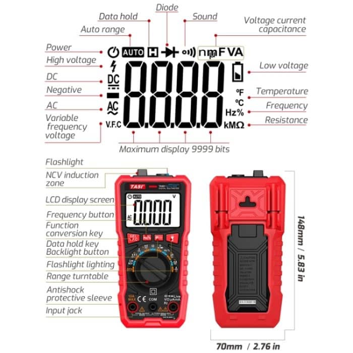 Digitalmultimeter, hochpräzises Amperemeter mit digitaler Anzeige, TA801B – Bild 3
