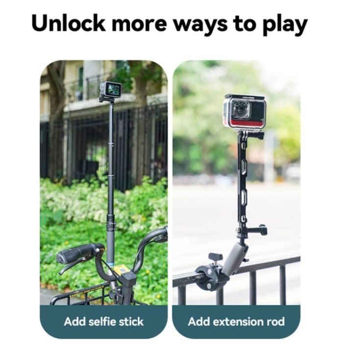 TELESIN Aluminiumlegierung Crab Claw Lenkerrohrklemme für Sportkamera-Handys – Bild 4