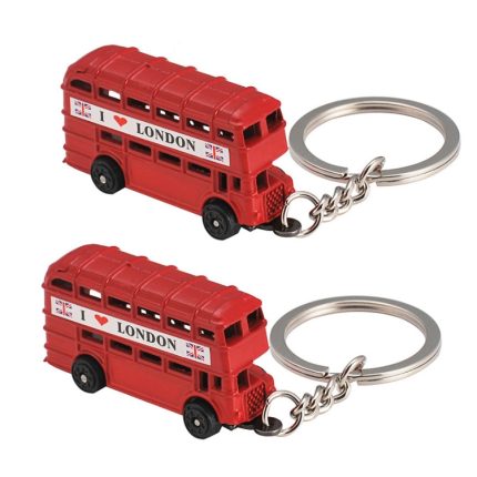 2 Stück Briefkasten-Geländewagen-Schlüsselanhänger, UK-Tourismus-Souvenir-Geschenk, Bus, Telephone Booth