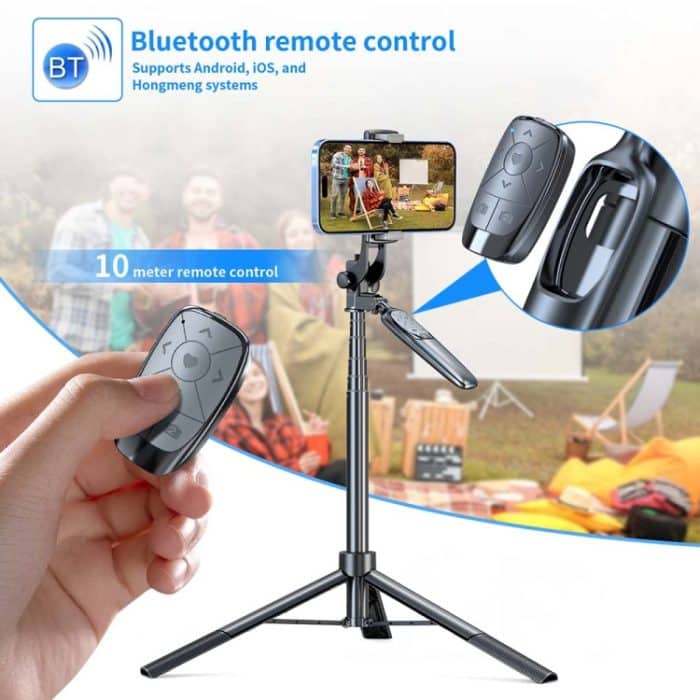 Pixel ST2 1,6 m Anti-Shake-Selfie-Stick-Kopf-Stativ, tragbar, faltbar, mit Fernbedienung, Outdoor-Fotoständer, ST2 – Bild 7