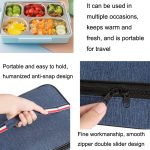2 Stück kleine wasserdichte tragbare Lunchtasche Outdoor Picknick Lunchbox Isoliertasche, Small Navy, Small Pink, Small Gray – Bild 3