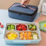 2 Stück kleine wasserdichte tragbare Lunchtasche Outdoor Picknick Lunchbox Isoliertasche, Small Navy, Small Pink, Small Gray – Bild 6