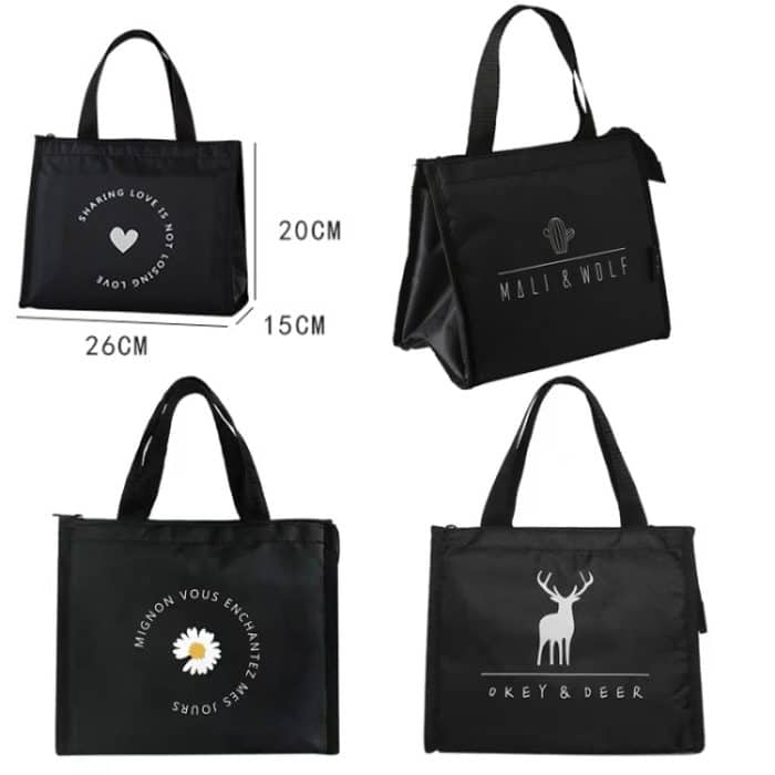 Horizontale Version, dicke, wasserdichte Isoliertasche, Oxford-Stoff, Lunchtasche, Einkaufstasche, Horizontal Version Love, Horizontal Version Cactus, Horizontal Version Small Daisy, Horizontal Version White Deer – Bild 2