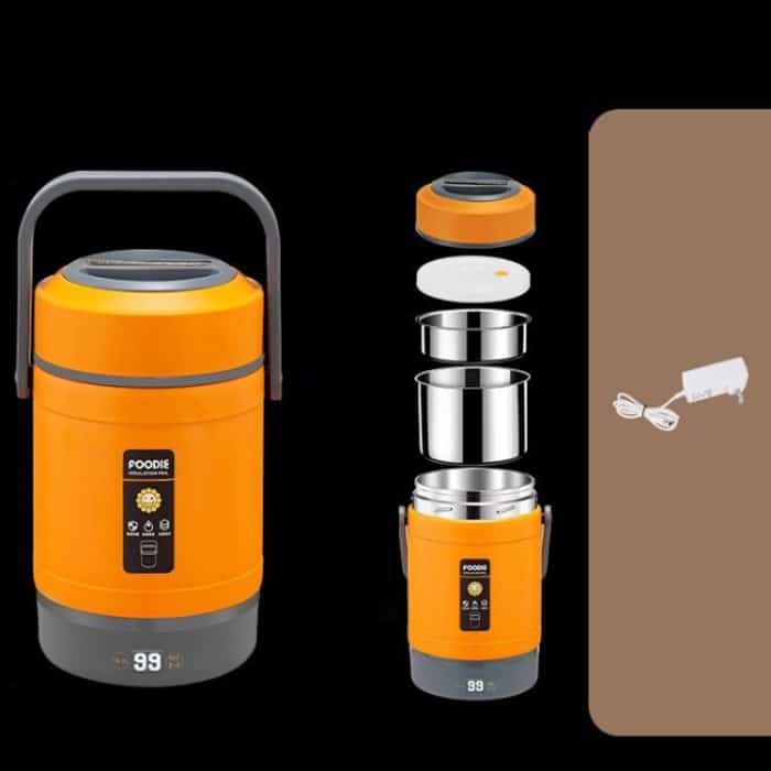 2,0 l 304 isolierte Lunchbox in Lebensmittelqualität, elektrischer Thermostat-Luncheimer, CN-Stecker, Orange, Beige, Temperature Display Orange Power Cord, Temperature Display Beige Power Cord, Temperature Display Orange Power Cord/Car Wire... – Bild 1