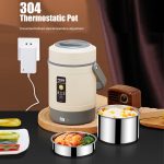 2,0 l 304 isolierte Lunchbox in Lebensmittelqualität, elektrischer Thermostat-Luncheimer, CN-Stecker, Orange, Beige, Temperature Display Orange Power Cord, Temperature Display Beige Power Cord, Temperature Display Orange Power Cord/Car Wire... – Bild 2