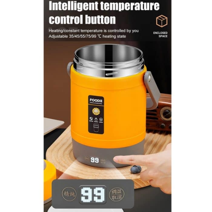 2,0 l 304 isolierte Lunchbox in Lebensmittelqualität, elektrischer Thermostat-Luncheimer, CN-Stecker, Orange, Beige, Temperature Display Orange Power Cord, Temperature Display Beige Power Cord, Temperature Display Orange Power Cord/Car Wire... – Bild 10