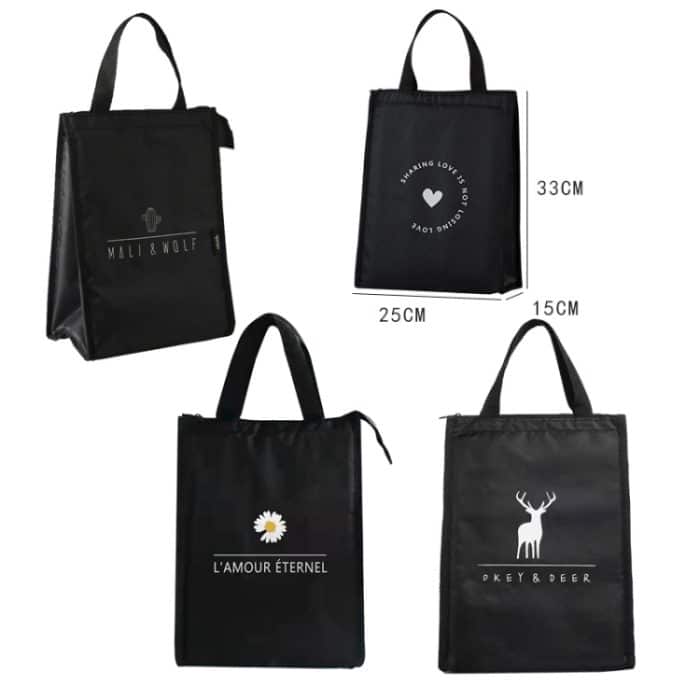 Vertikale Version, dicke, wasserdichte Isoliertasche, Oxford-Stoff, Lunchtasche, Einkaufstasche, Vertical Version Love, Vertical Version Cactus, Vertical Version Small Daisy, Vertical Version White Deer – Bild 2