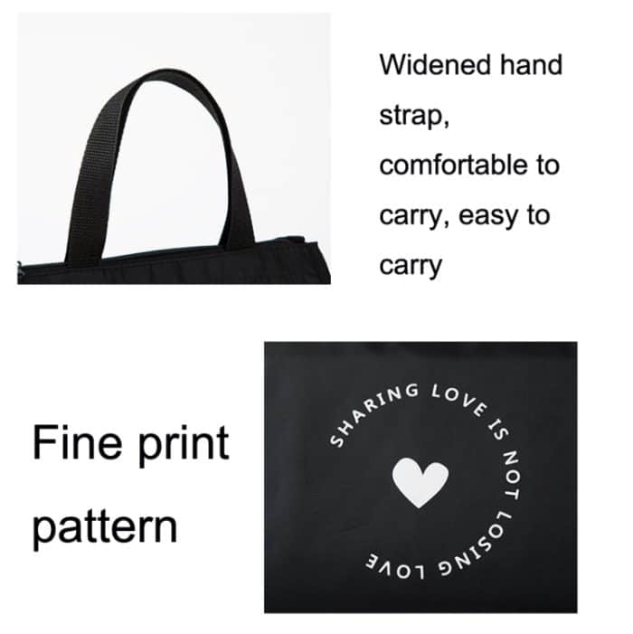 Vertikale Version, dicke, wasserdichte Isoliertasche, Oxford-Stoff, Lunchtasche, Einkaufstasche, Vertical Version Love, Vertical Version Cactus, Vertical Version Small Daisy, Vertical Version White Deer – Bild 3