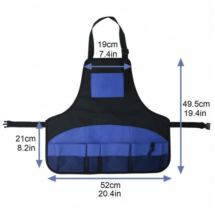 Werkzeugschürze mit mehreren Taschen, blaue Gartenschürze, Black+Blue – Bild 2