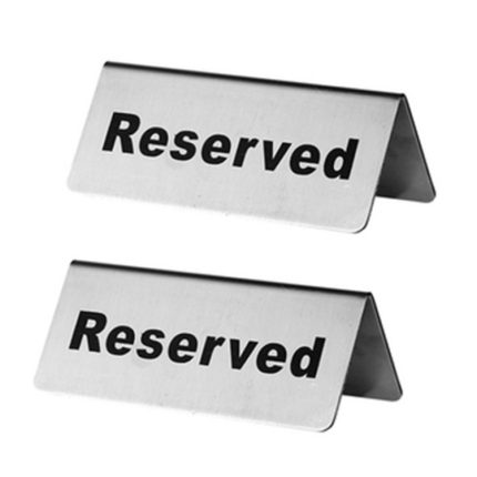 Hoteltisch-Arbeitsplattenkarte aus Edelstahl, Reservation Card (Silver), No Smoking Card (Silver), Reservation Card (Gold), No Smoking Card (Gold)