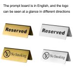 Hoteltisch-Arbeitsplattenkarte aus Edelstahl, Reservation Card (Silver), No Smoking Card (Silver), Reservation Card (Gold), No Smoking Card (Gold) – Bild 2