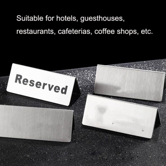 Hoteltisch-Arbeitsplattenkarte aus Edelstahl, Reservation Card (Silver), No Smoking Card (Silver), Reservation Card (Gold), No Smoking Card (Gold) – Bild 3