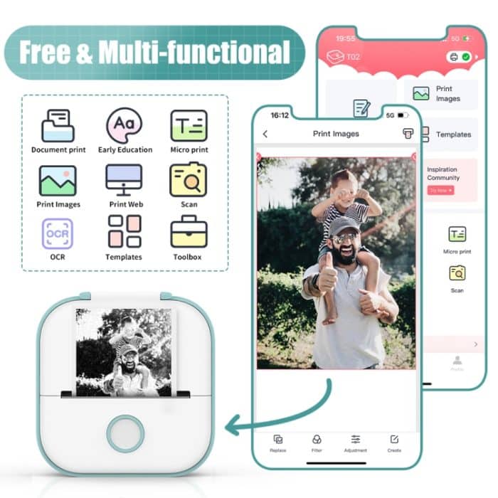 Phomemo T02 Geschenkbox Telefon Bluetooth Minidrucker Foto Thermodrucker Familie Student Drucker für falsche Fragen, Gift Box – Bild 4