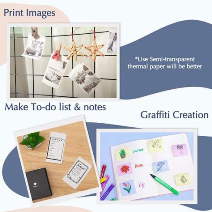 Kleiner, tragbarer Bluetooth-Foto-Thermoetikettendrucker für falsche Fragen im Taschenformat, Phomemo M02-BK, Phomemo M02-WH, Phomemo M02-GN, Phomemo M02-PK – Bild 7