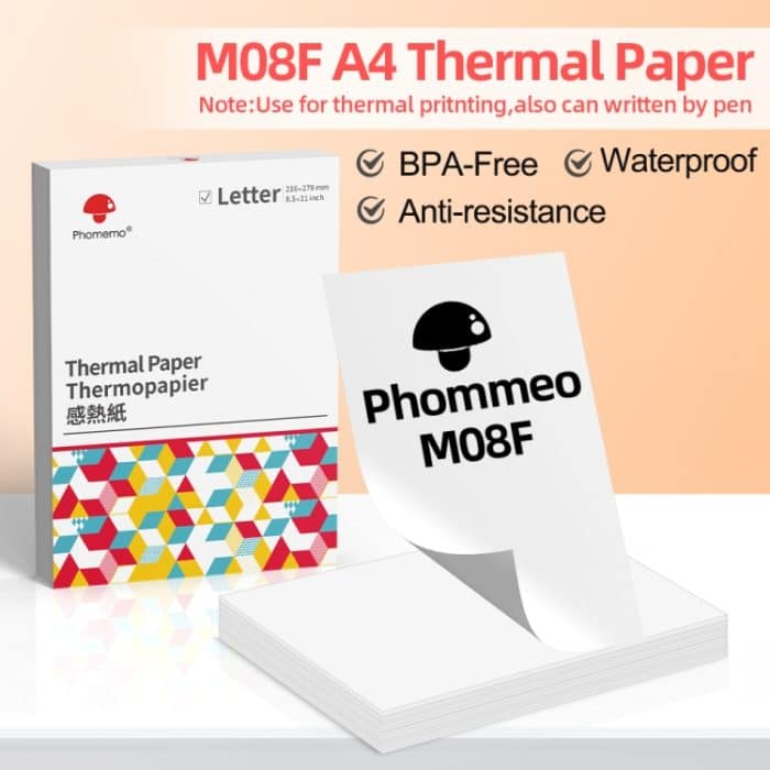 Für Phomemo M08F 200 Blatt Thermodruckpapier kompatibel für MR.IN Brother Pocket Jet / MT800, A4 Thermal  Paper, Folding A4 Thermal Paper, Letter Thermal Paper, Folding Letter Thermal Paper – Bild 2
