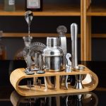 12-in-1-Barkeeper-Set aus Edelstahl mit ovalem Holzrahmen und Bar-Barkeeper-Werkzeugen, 350ml, 550ml, 700ml, 750ml