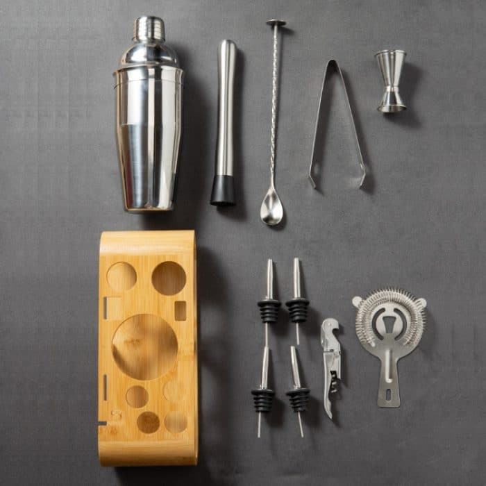 12-in-1-Barkeeper-Set aus Edelstahl mit ovalem Holzrahmen und Bar-Barkeeper-Werkzeugen, 350ml, 550ml, 700ml, 750ml – Bild 4