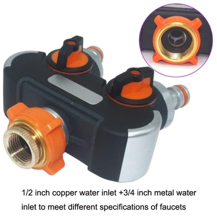 Gartenbewässerung und Bewässerung, ein Durchgang, zwei Wasserhähne, Wasserteiler, With Plastic Adapter, With Copper Adapter, With Thread European Connector, With Thread European Connector+Plastic Nipple Connector – Bild 5