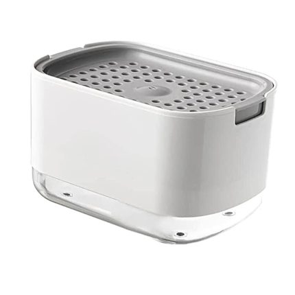 Press-Seifenspender, abnehmbare Seifenschale mit doppellagigem Drainage-Design, White No sponge, Black No sponge, White With Sponge, Black With Sponge