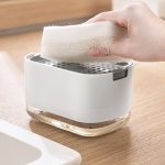 Press-Seifenspender, abnehmbare Seifenschale mit doppellagigem Drainage-Design, White No sponge, Black No sponge, White With Sponge, Black With Sponge – Bild 4