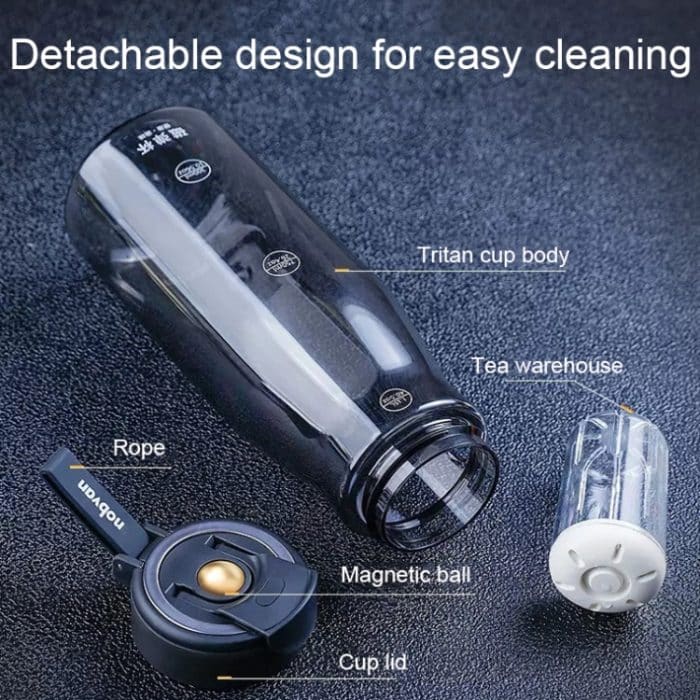 Nobvan Magic Ball Magnetic Bomb Tea Warehouse Tritan Sportbecher mit großem Fassungsvermögen, 550ml (Transparent), 550ml (Gray), 800ml (Transparent), 800ml (Blue ), 800ml (Purple) – Bild 5