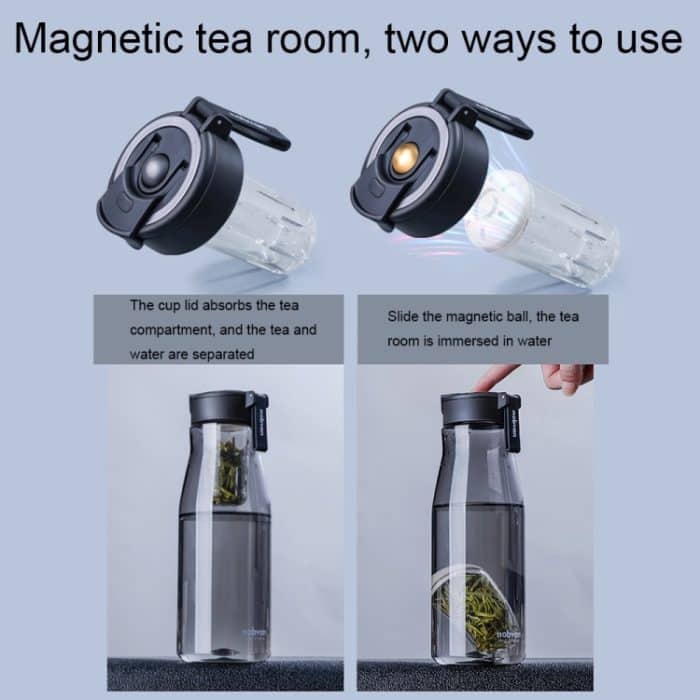 Nobvan Magic Ball Magnetic Bomb Tea Warehouse Tritan Sportbecher mit großem Fassungsvermögen, 550ml (Transparent), 550ml (Gray), 800ml (Transparent), 800ml (Blue ), 800ml (Purple) – Bild 7