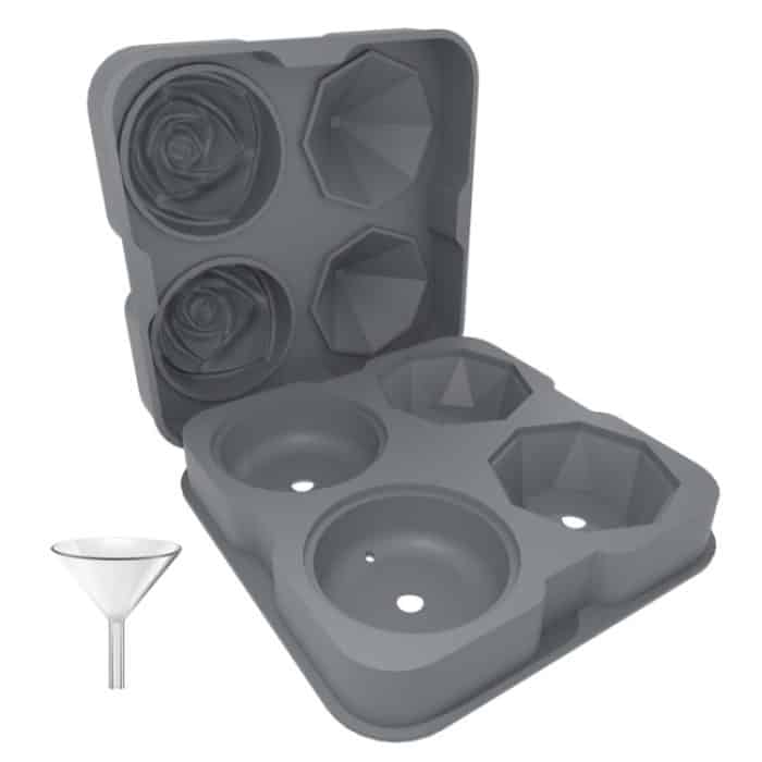 4-Loch-Rose-Diamant-Form für Cocktail-Eiswürfel, Silikon-Eisball-Maker, Rose Shape (Grey), Rose Shape (Dark Green), Rose Shape (Black), Rose Shape (Black with Ice Clip), Rose Shape (Gray with Ice Clip), Rose Shape (Dark Green with Ice Clip) – Bild 1