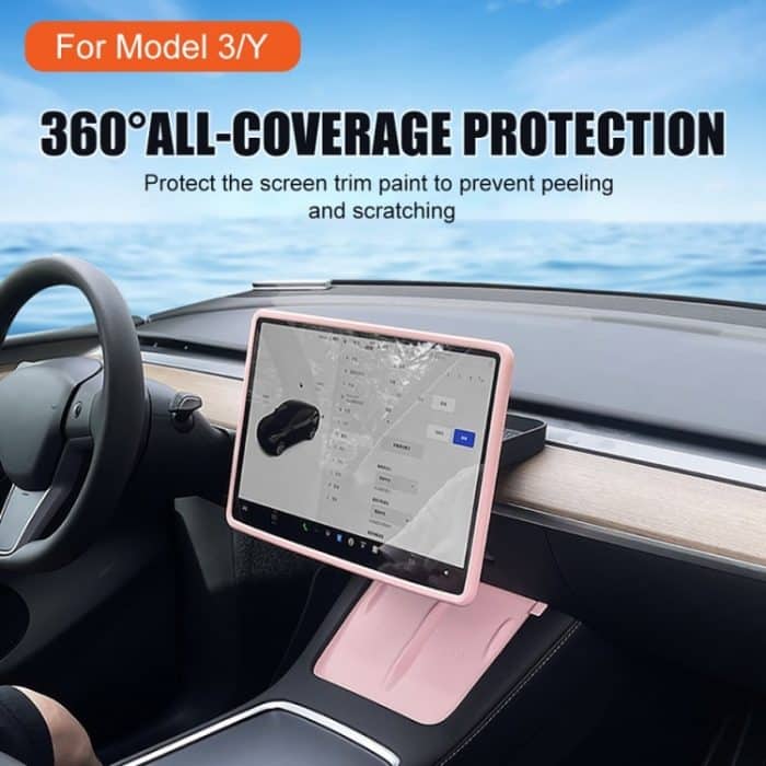 Für Tesla Model3/Y Bildschirm Stoßstange Schutzhülle Silikon Rahmen, For Tesla Model3/Y Black, For Tesla Model3/Y Pink, For Tesla Model3/Y White, For Tesla Model3/Y Gray – Bild 4