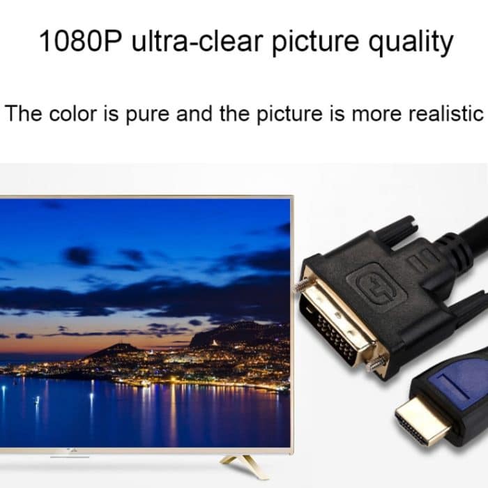 3 m langes HDMI-auf-DVI-24+1P-1080P-Zwei-Wege-HD-Kabel zum Anschluss des Computers an den Monitor – Bild 6