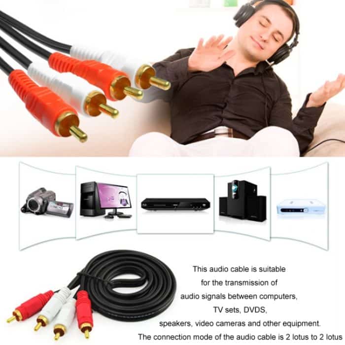 Doppeltes Lotus-Audiokabel, RCA-Zwei-zu-Zwei-Leistungsverstärker-Audiokabel, 1.5m, 3m, 5m – Bild 5