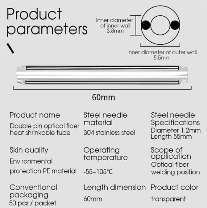 50 teile/paket 60mm Doppel-Pin Leder Gewinde Optische Faser Wärme Schrumpf Schlauch Optische Hot Melt Schlauch – Bild 8