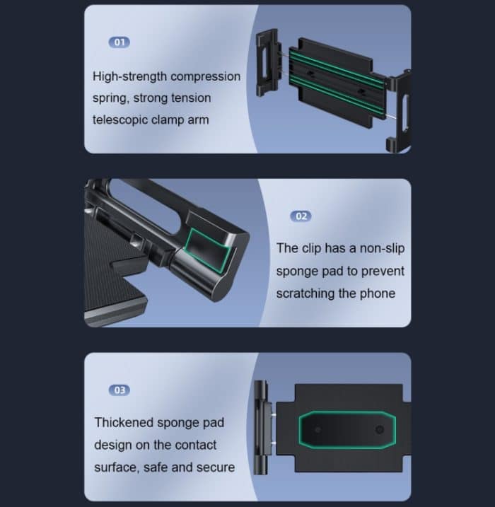 Verbreiterte, doppelt dehnbare, rotierende Saugnapf-Allgemeine Autohalterung, Metal Clamp Arm – Bild 8