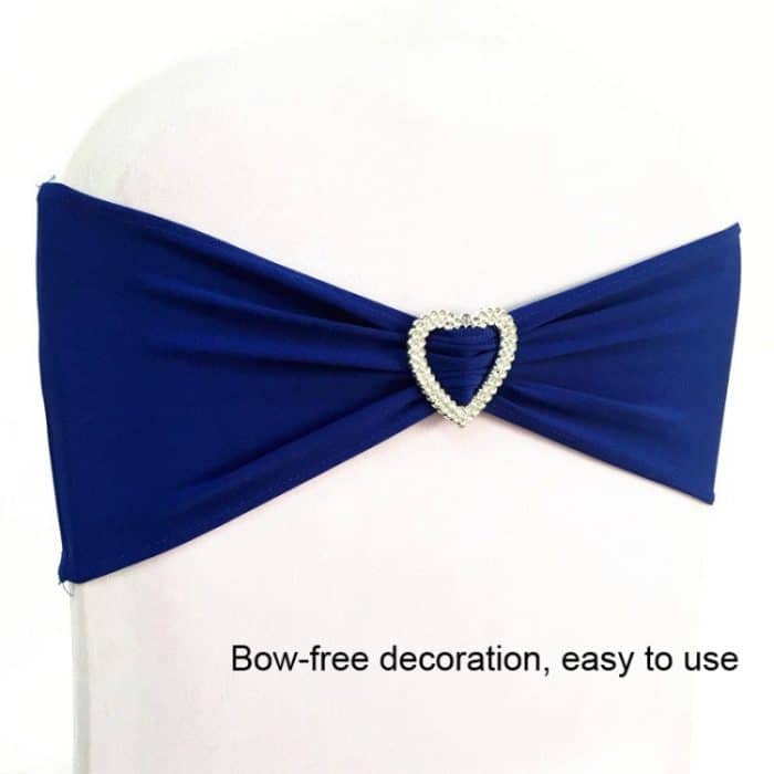 Krawattenfreie Stretch-Stuhl-Rückenlehne, Blumenschleife, Stuhlbezug, Hotel-Stuhl-Rückengurt-Dekoration, 15x35cm (Claret), 15x35cm (Royal Blue), 15x35cm (Gold) – Bild 2