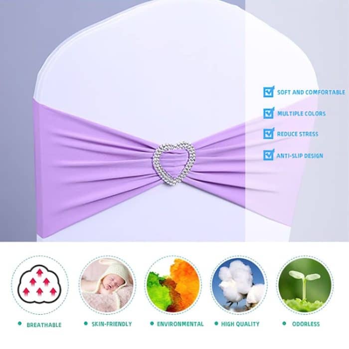 Krawattenfreie Stretch-Stuhl-Rückenlehne, Blumenschleife, Stuhlbezug, Hotel-Stuhl-Rückengurt-Dekoration, 15x35cm (Claret), 15x35cm (Royal Blue), 15x35cm (Gold) – Bild 4