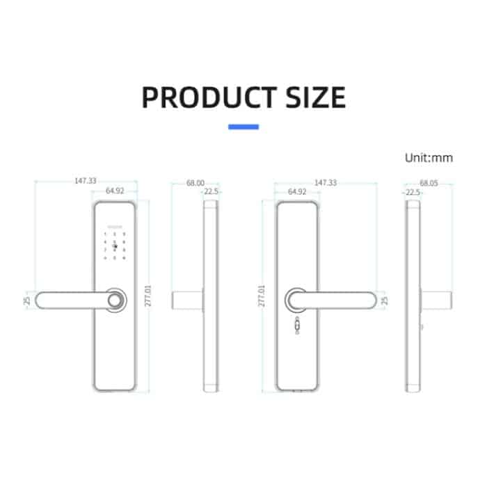 C91 Tuya Smart WiFi Passwort Fingerabdruck Elektronisches Türschloss, C91 Black, C91 Silver, C91 Bronze – Bild 8