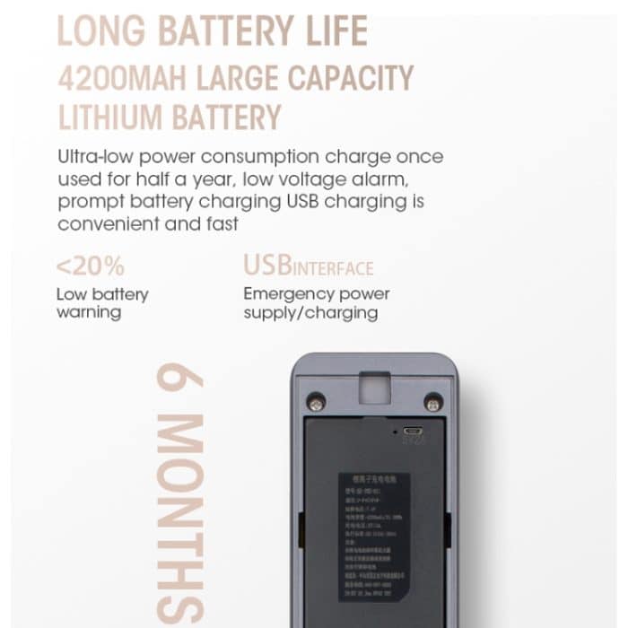 LOCSTAR S61 Vollautomatische 3D-Gesichtserkennung Tuya Wifi Smart Fingerabdrucksperre Diebstahlsichere Passwortsperre, S61 Space Gray, S61 Rose Gold – Bild 15