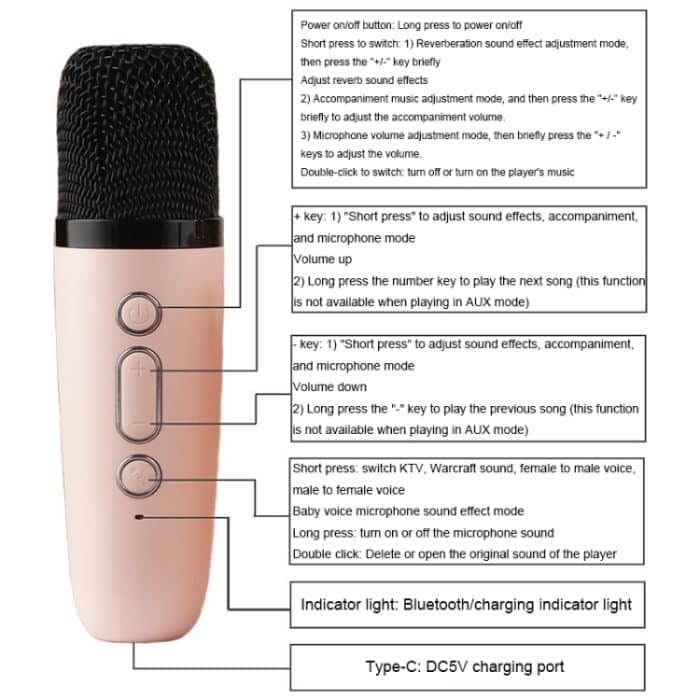 Tragbarer RGB-Lichteffekt-Bluetooth-Lautsprecher für Zuhause, Mini-Karaoke-Audio, Speaker, Single Microphone+Speaker, Dual Microphone+Speaker – Bild 4