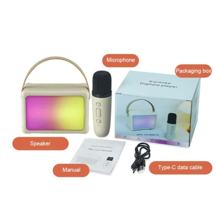Tragbarer RGB-Lichteffekt-Bluetooth-Lautsprecher für Zuhause, Mini-Karaoke-Audio, Speaker, Single Microphone+Speaker, Dual Microphone+Speaker – Bild 9
