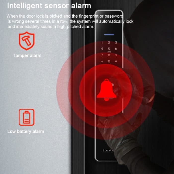 LOCSTAR WLAN-Fingerabdruckschloss, Haussicherheits-Tür-Passwortschloss, unterstützt APP-Fernentriegelung, A61 (Space Gray), A61 (Rose Gold) – Bild 8